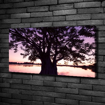 Canvas wall art Tree and lake