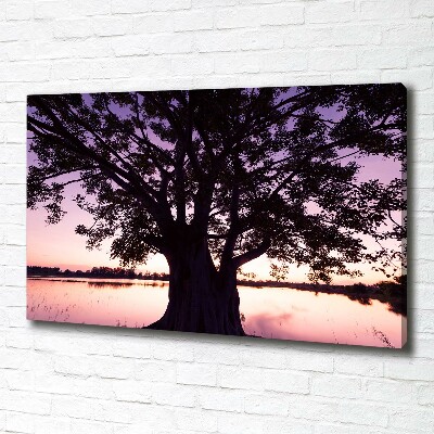 Canvas wall art Tree and lake