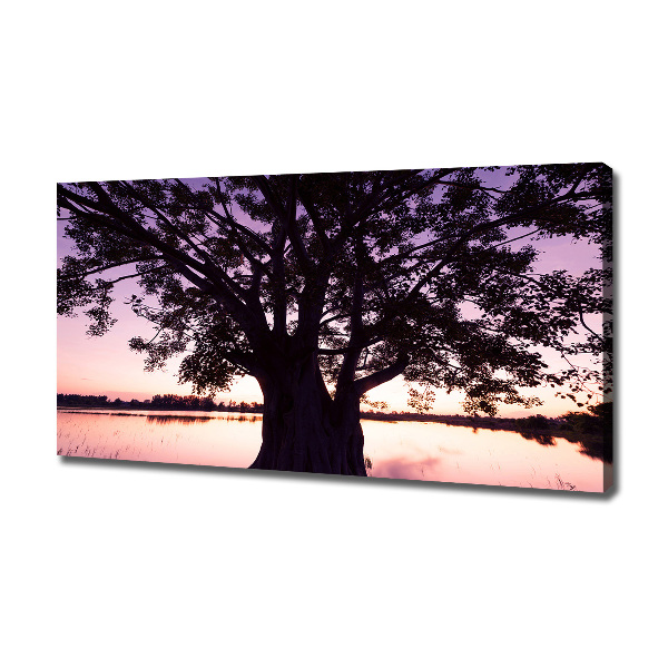 Canvas wall art Tree and lake