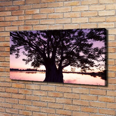 Canvas wall art Tree and lake