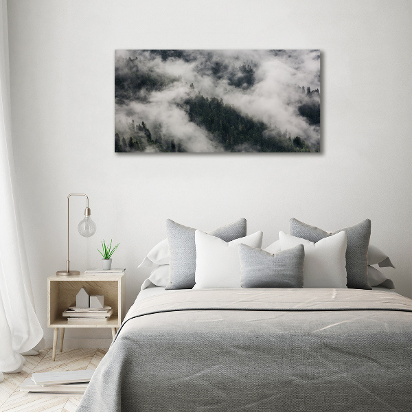 Canvas wall art Fog over the forest