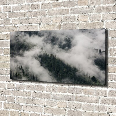 Canvas wall art Fog over the forest