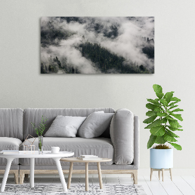 Canvas wall art Fog over the forest