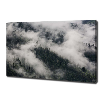 Canvas wall art Fog over the forest