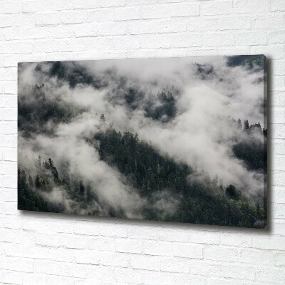 Canvas wall art Fog over the forest