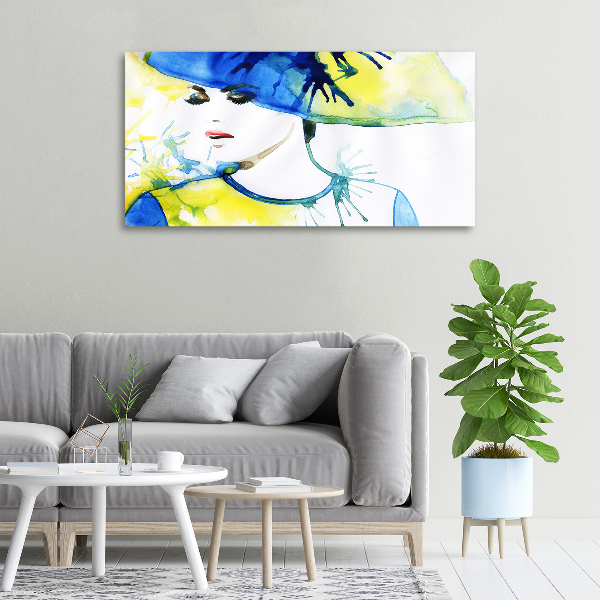 Canvas wall art A woman in a hat