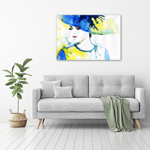 Canvas wall art A woman in a hat