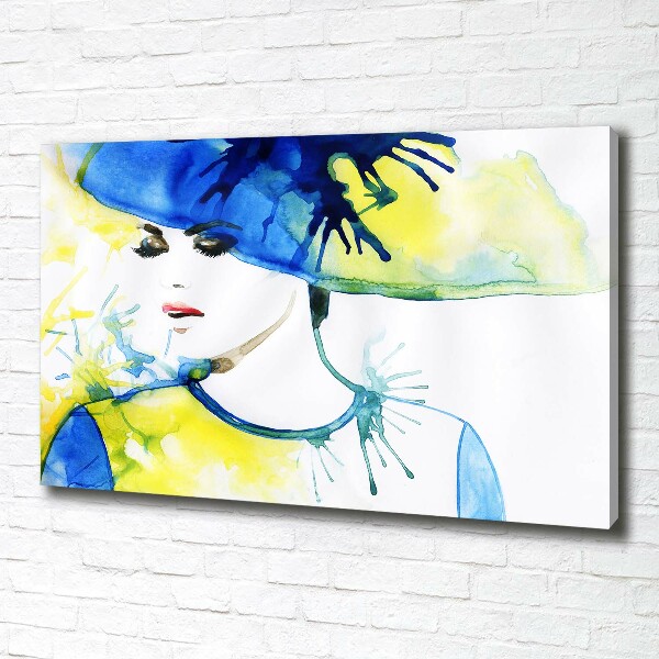 Canvas wall art A woman in a hat