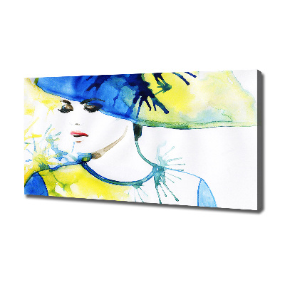 Canvas wall art A woman in a hat