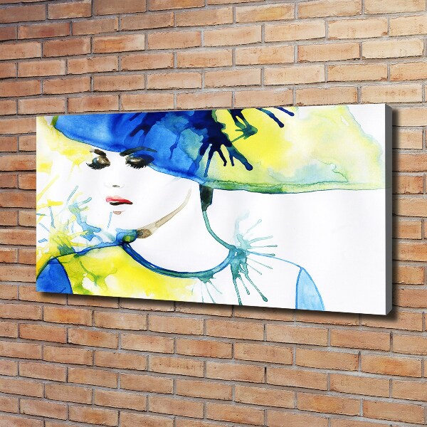 Canvas wall art A woman in a hat