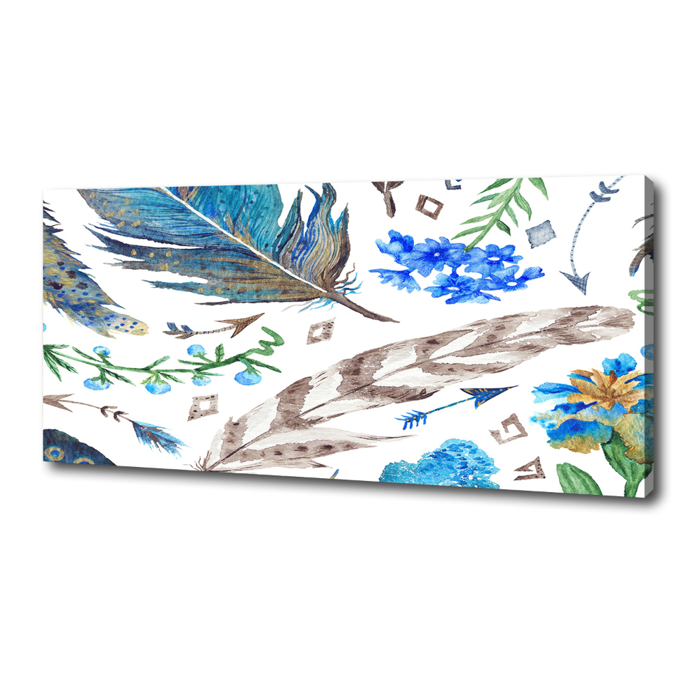 Canvas wall art Feathers and flowers