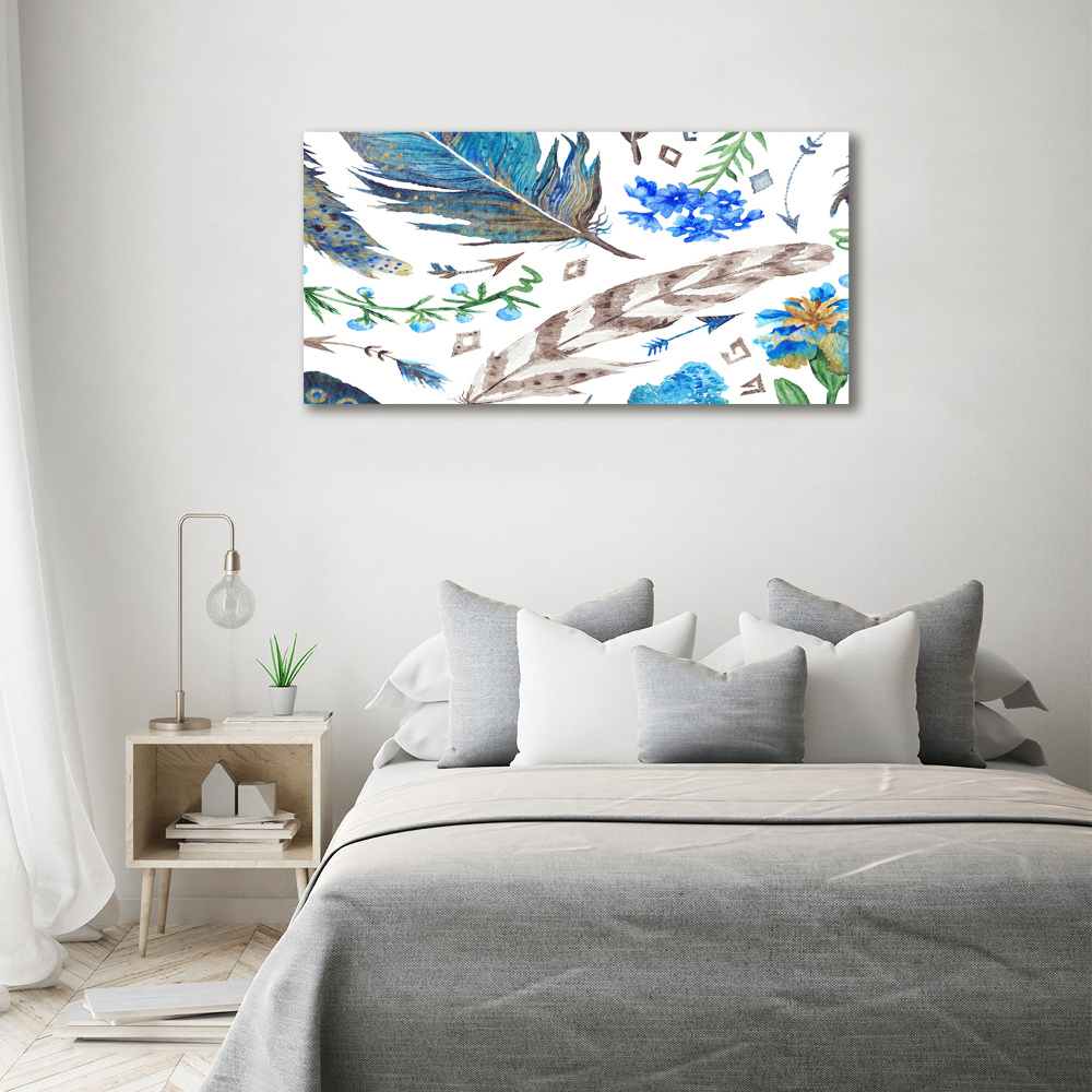 Canvas wall art Feathers and flowers