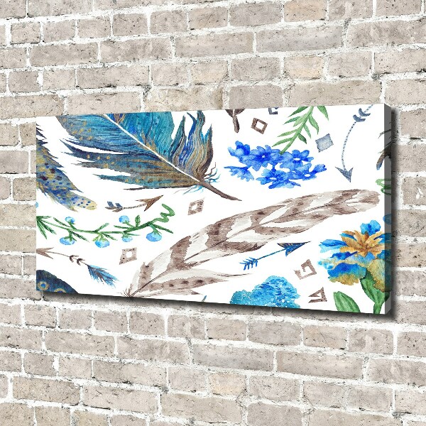 Canvas wall art Feathers and flowers