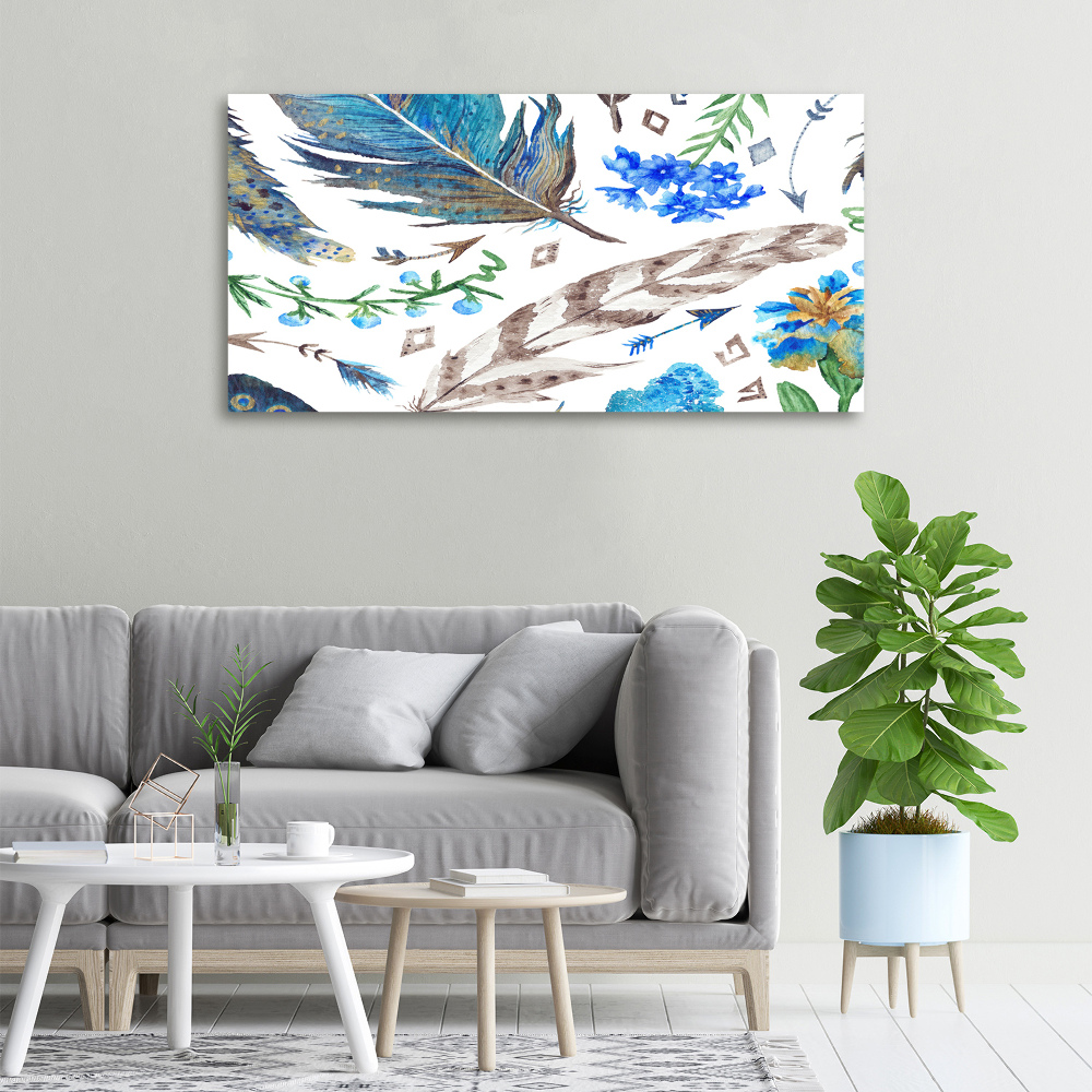 Canvas wall art Feathers and flowers