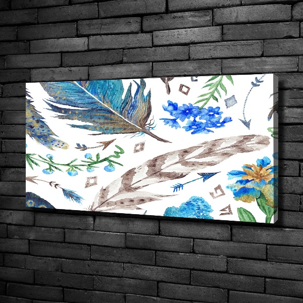 Canvas wall art Feathers and flowers