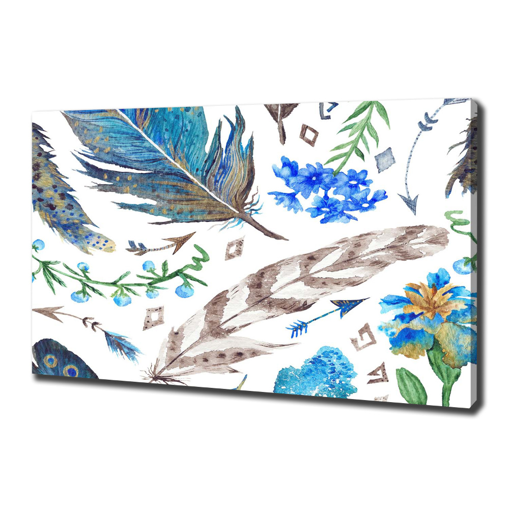 Canvas wall art Feathers and flowers