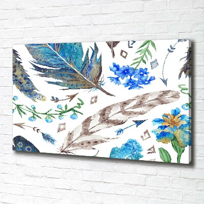 Canvas wall art Feathers and flowers