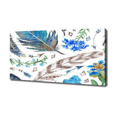 Canvas wall art Feathers and flowers