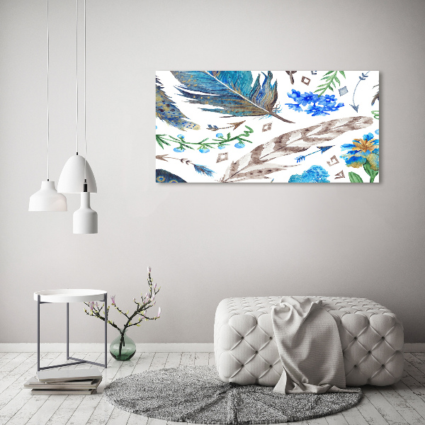 Canvas wall art Feathers and flowers