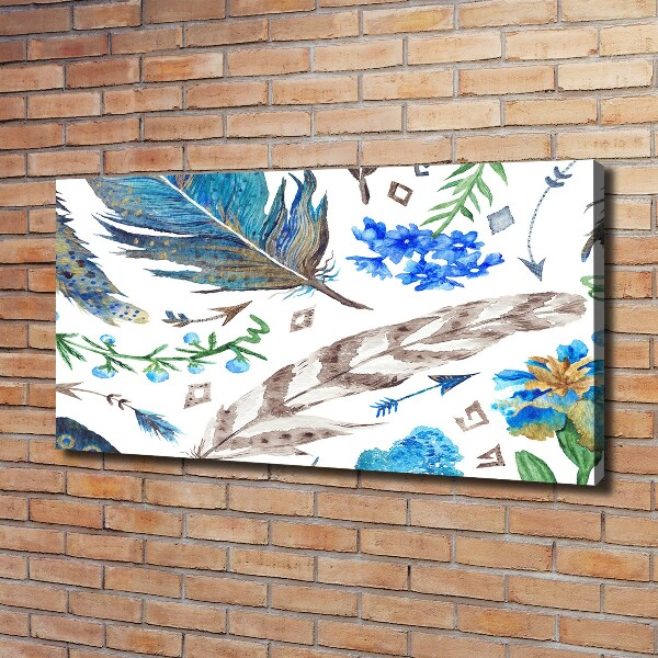 Canvas wall art Feathers and flowers