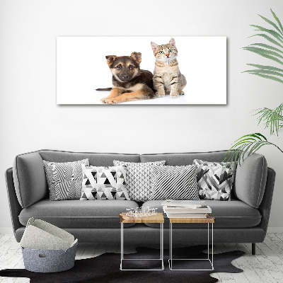 Canvas wall art Dog and cat