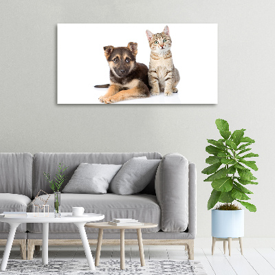 Canvas wall art Dog and cat