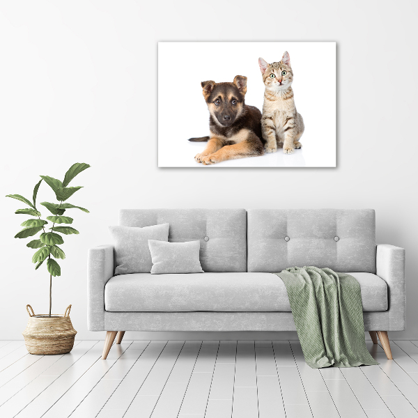 Canvas wall art Dog and cat