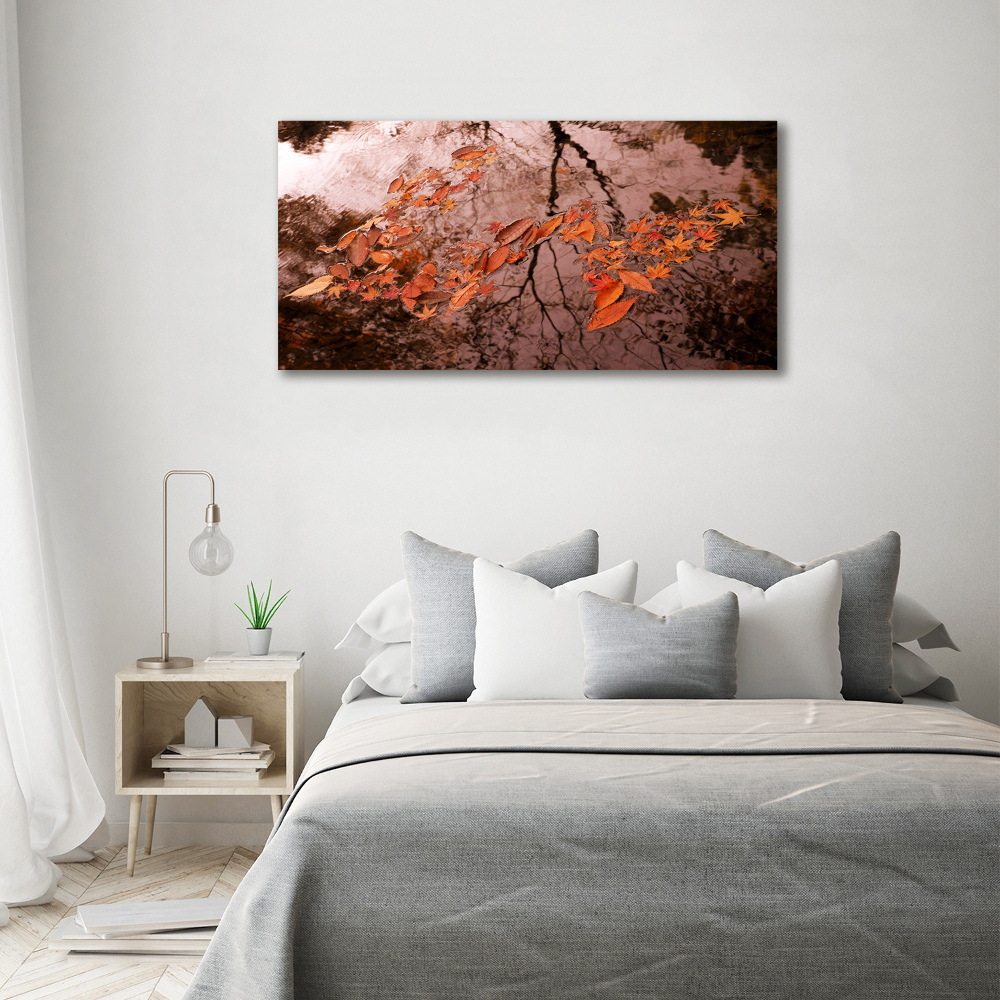 Canvas wall art Leaves on the water