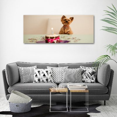 Canvas wall art Dog with a cake