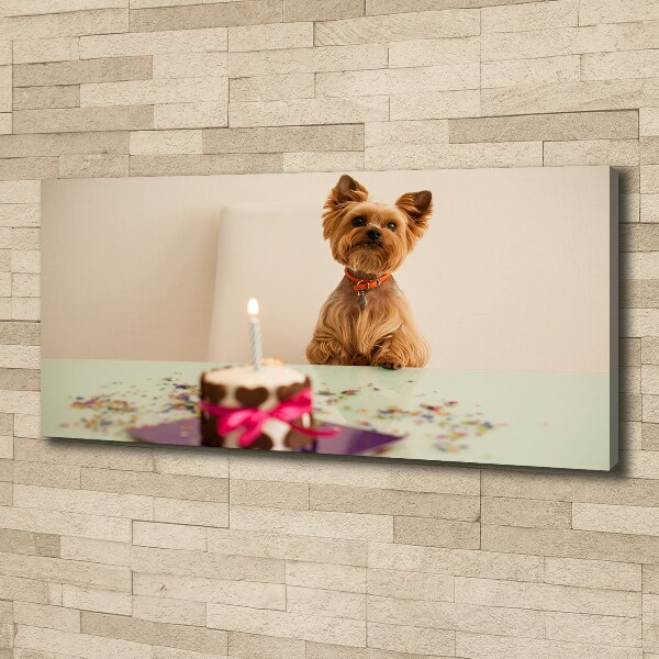 Canvas wall art Dog with a cake