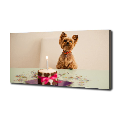 Canvas wall art Dog with a cake