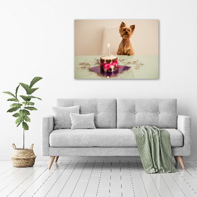 Canvas wall art Dog with a cake