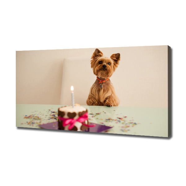 Canvas wall art Dog with a cake