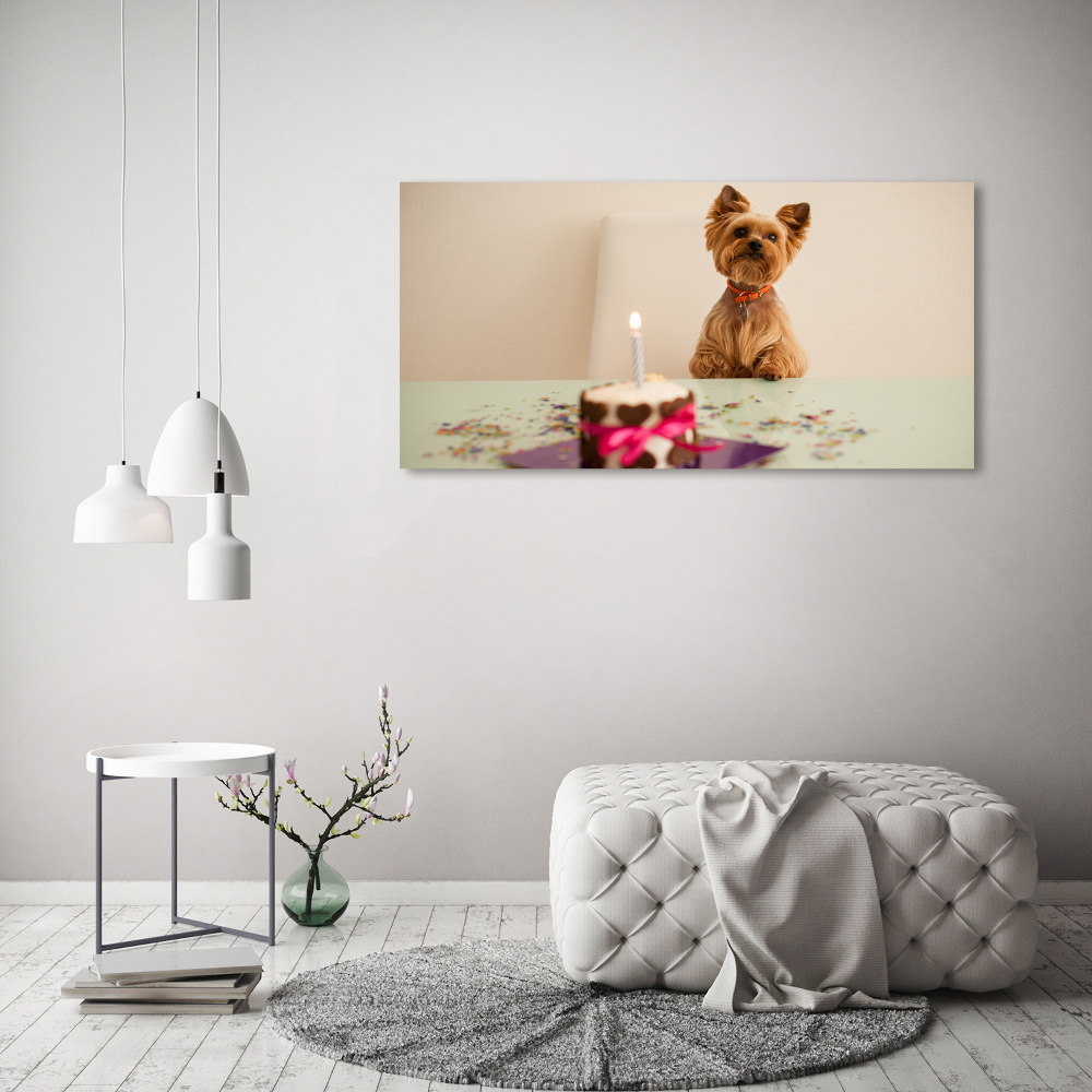 Canvas wall art Dog with a cake