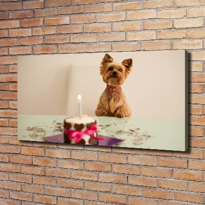 Canvas wall art Dog with a cake