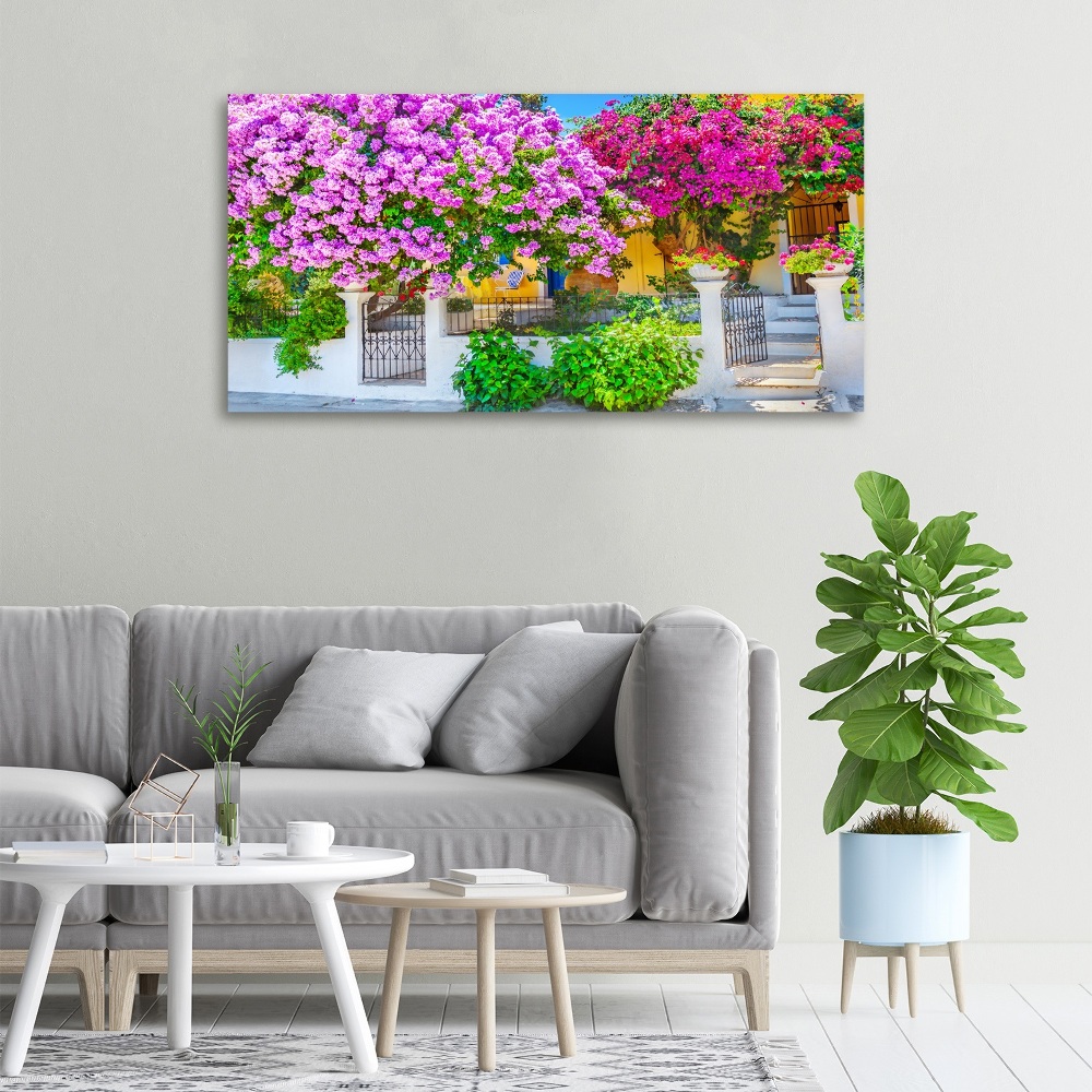 Canvas wall art House with bougenwilla