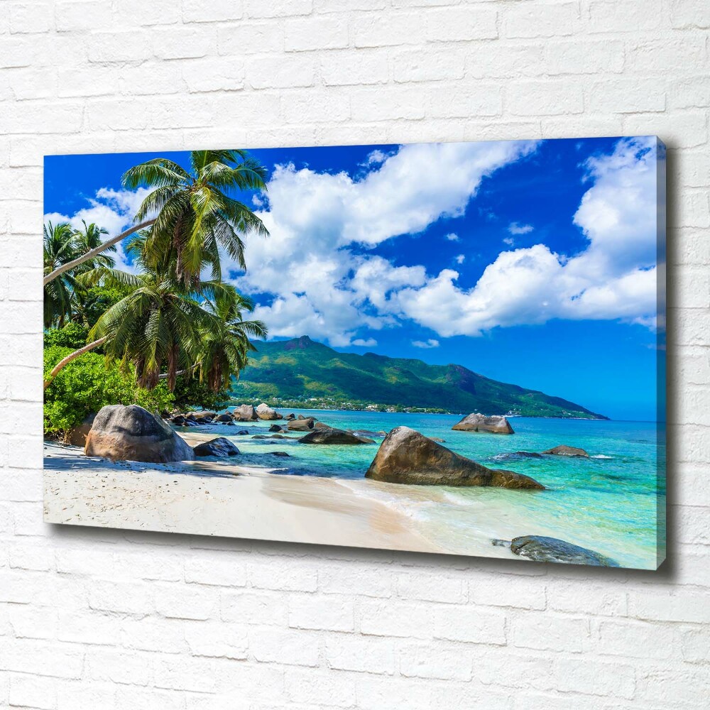 Canvas wall art Seychelles beach