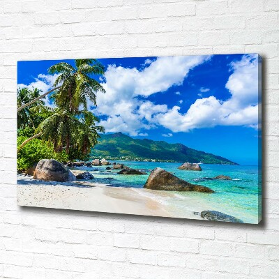 Canvas wall art Seychelles beach