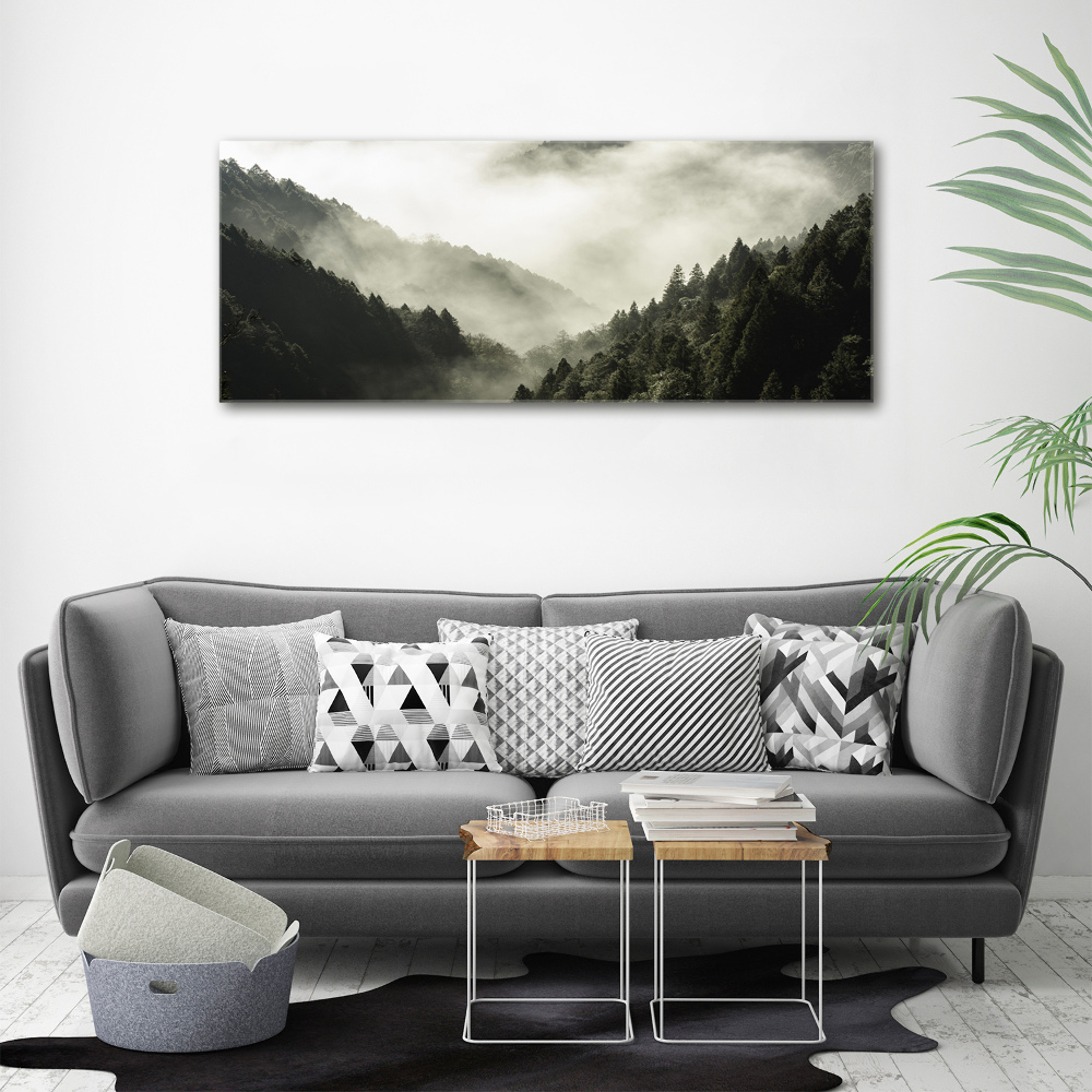 Canvas wall art Fog over the forest