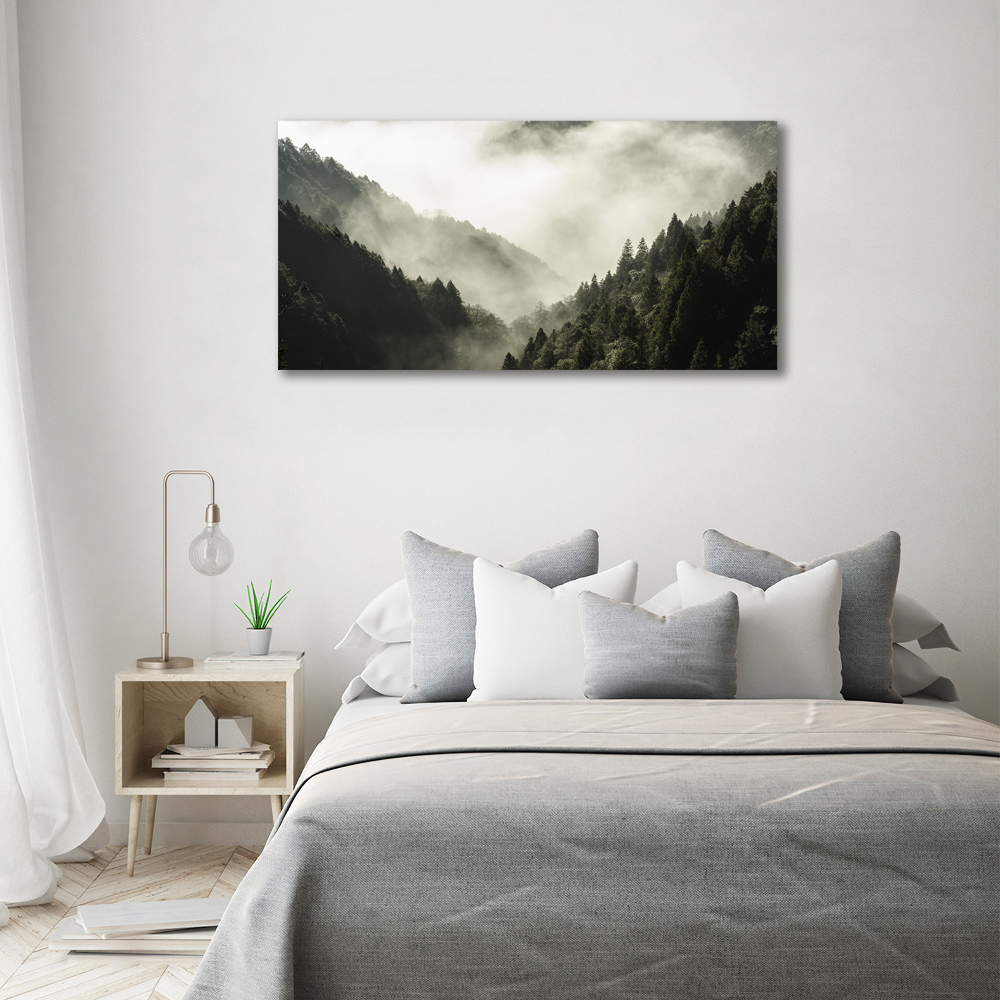 Canvas wall art Fog over the forest