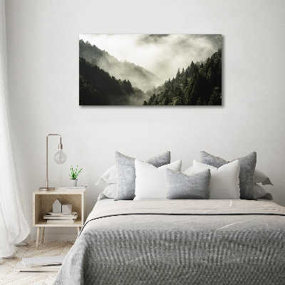 Canvas wall art Fog over the forest