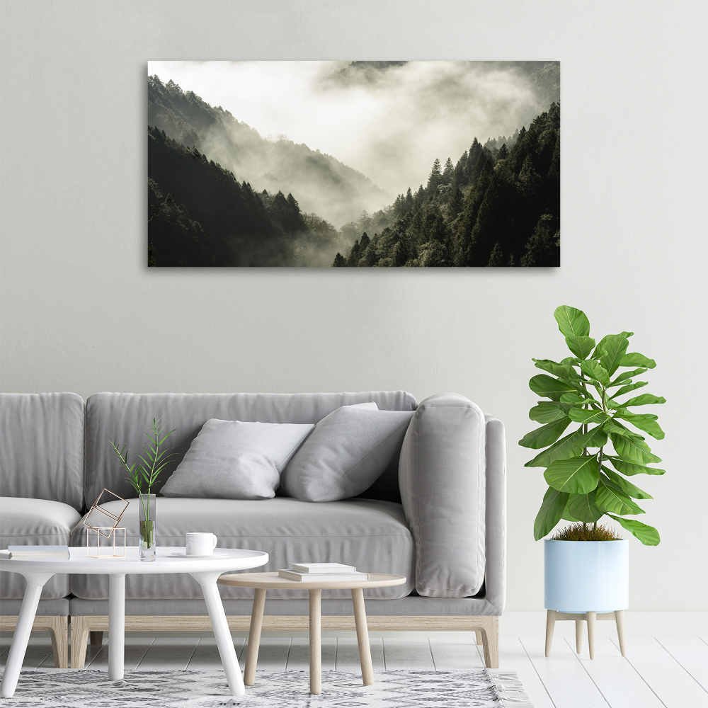 Canvas wall art Fog over the forest