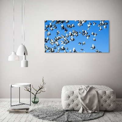 Canvas wall art Flock of pigeons