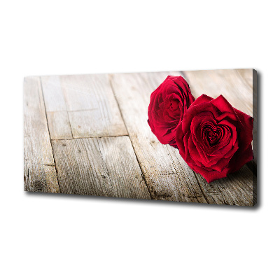 Canvas wall art Roses on wood