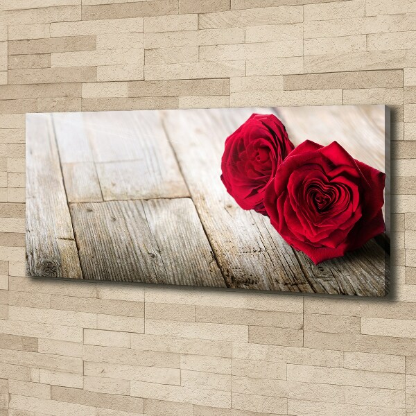 Canvas wall art Roses on wood