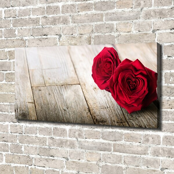 Canvas wall art Roses on wood