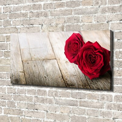 Canvas wall art Roses on wood