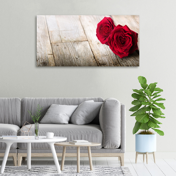 Canvas wall art Roses on wood