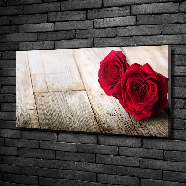 Canvas wall art Roses on wood