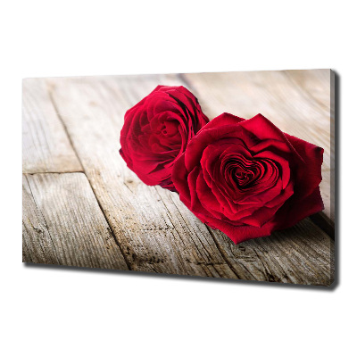 Canvas wall art Roses on wood